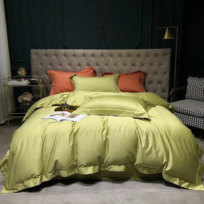 Imperial Elegance – 4-Piece Satin Touch Bedding Set Green / 1.5X1.8M by Simple Homes