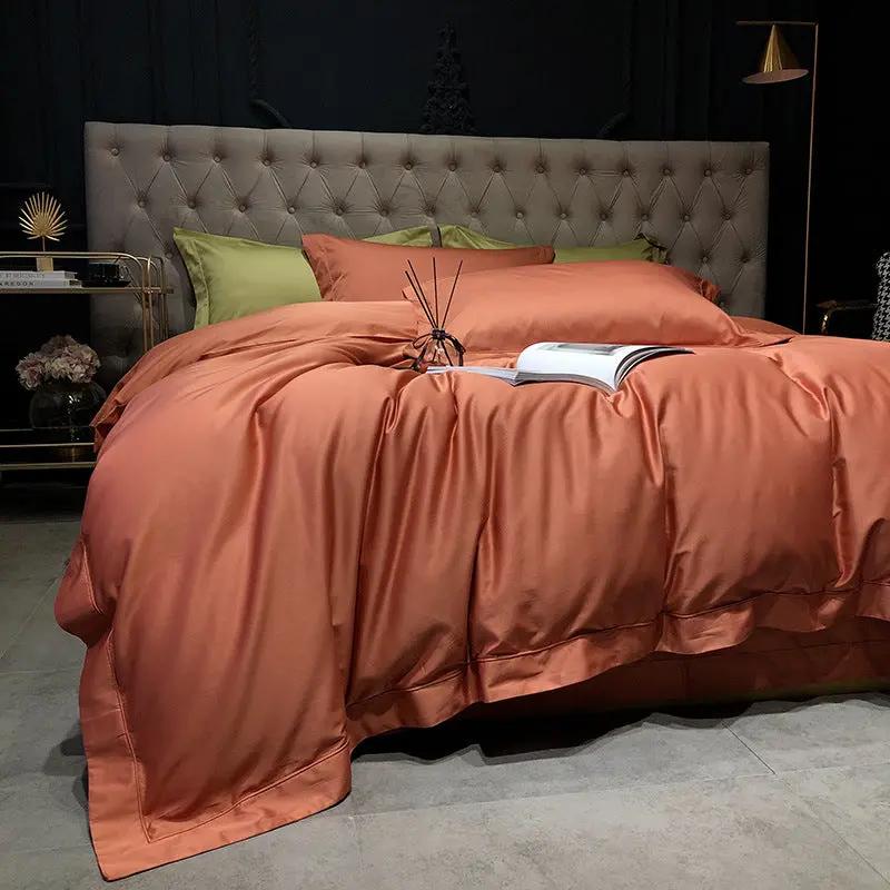 Imperial Elegance – 4-Piece Satin Touch Bedding Set Orange / 1.5X1.8M by Simple Homes