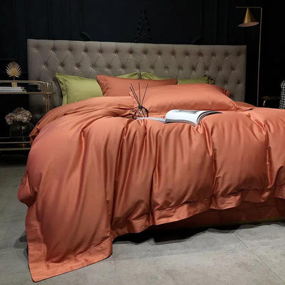 Imperial Elegance – 4-Piece Satin Touch Bedding Set Orange / 1.5X1.8M by Simple Homes