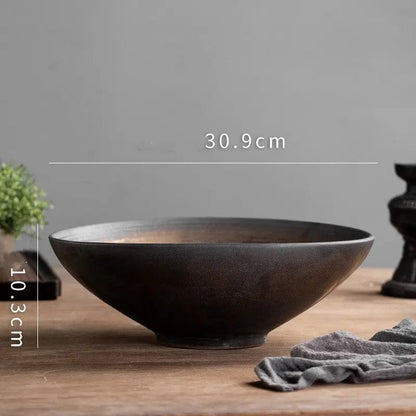 Japanese-Inspired Porcelain Ramen & Salad Bowl – Vintage Ceramic Serving Dish Beige by Simple Homes