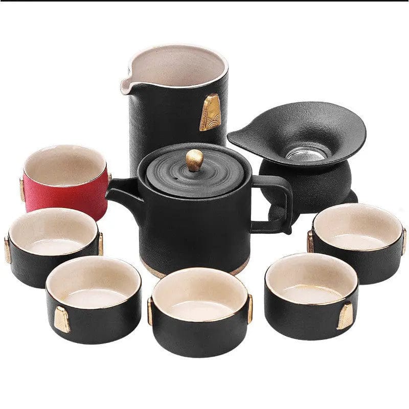Japanese Stoneware Kung Fu Tea Set – Handcrafted Ceramic Elegance Black by Simple Homes