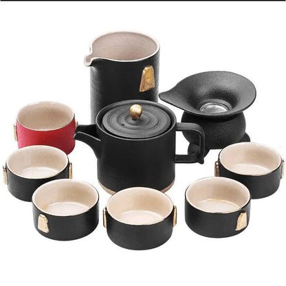 Japanese Stoneware Kung Fu Tea Set – Handcrafted Ceramic Elegance Black by Simple Homes