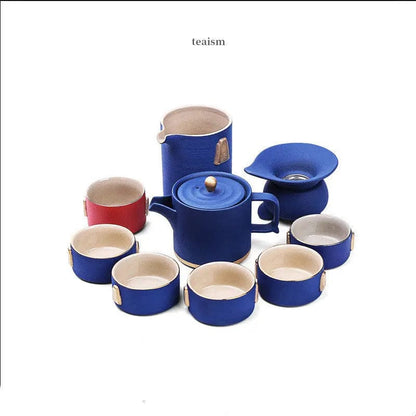 Japanese Stoneware Kung Fu Tea Set – Handcrafted Ceramic Elegance Blue by Simple Homes