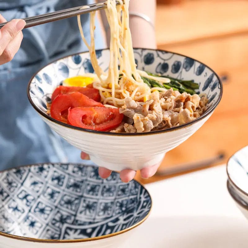 Kyoto Blue Glazed Ramen & Salad Bowl by Simple Homes
