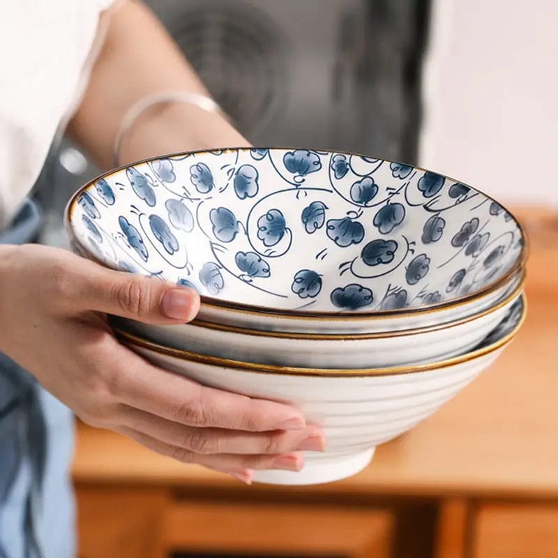 Kyoto Blue Glazed Ramen & Salad Bowl by Simple Homes
