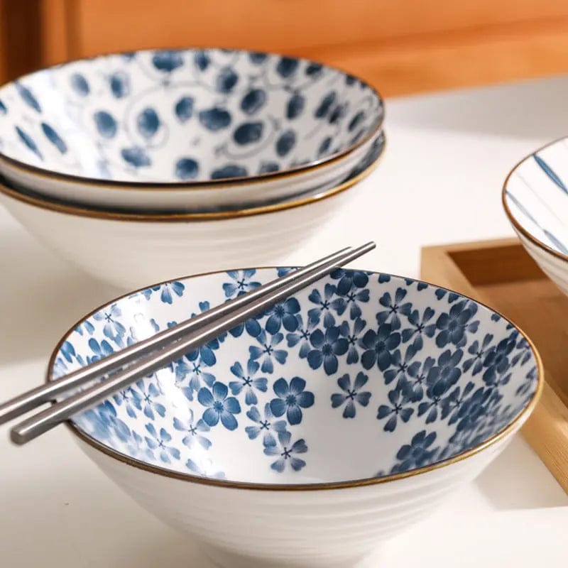 Kyoto Blue Glazed Ramen & Salad Bowl by Simple Homes