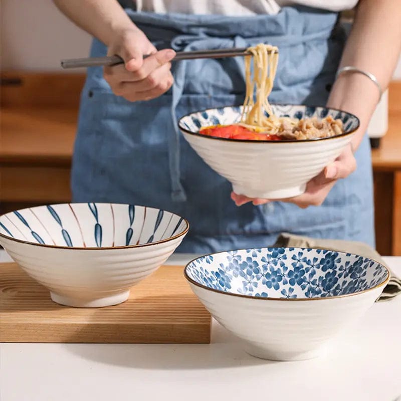 Kyoto Blue Glazed Ramen & Salad Bowl by Simple Homes