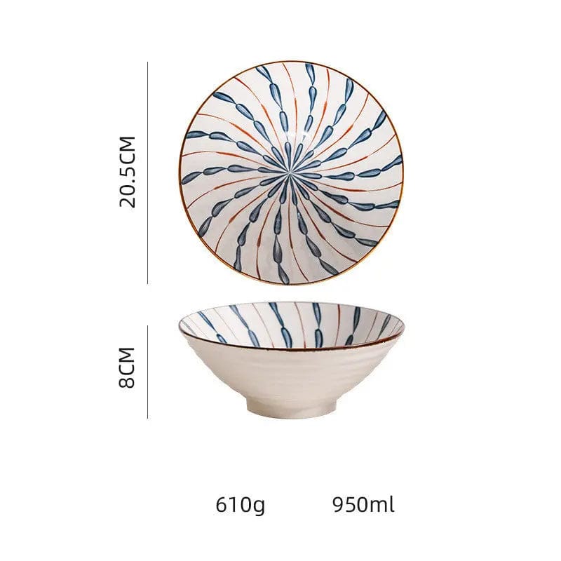 Kyoto Blue Glazed Ramen & Salad Bowl Sparkling hat bowl / 8inch by Simple Homes