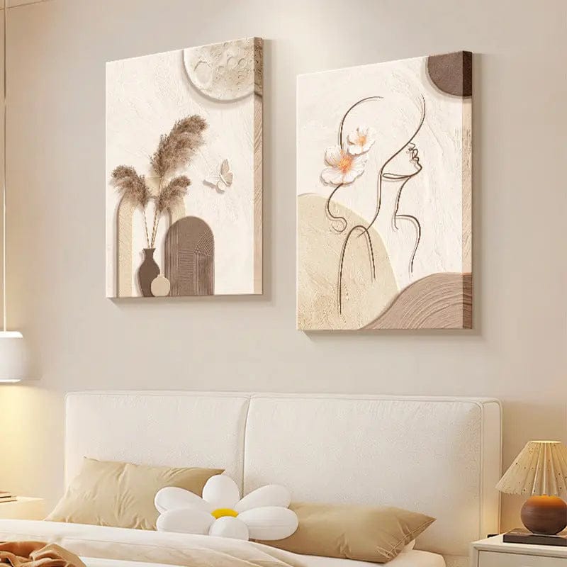 LineaMuse™ Minimalist Character Art Prints – Frameless Canvas Wall Decor CandD / 40X60cm Frameless Painting by Simple Homes