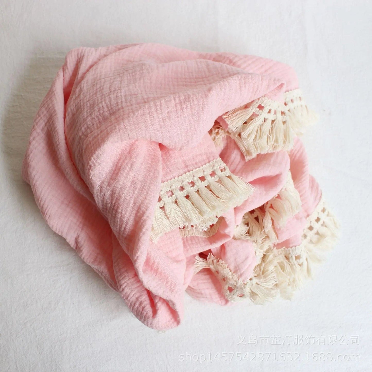 Lullaby Cotton – Double Gauze Baby Blanket with Pompoms Pink / 80x65cm by Simple Homes