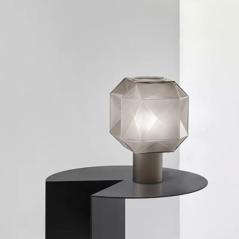 LumaHex™ Modern Grey Glass Table Lamp – Sculpted Glow for Contemporary Interiors by Simple Homes