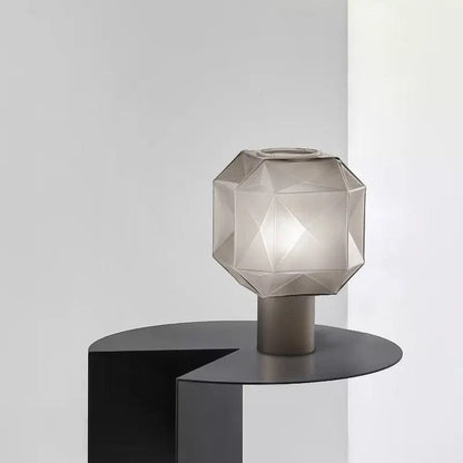 LumaHex™ Modern Grey Glass Table Lamp – Sculpted Glow for Contemporary Interiors by Simple Homes