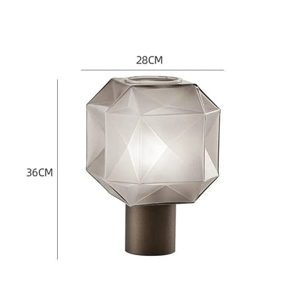 LumaHex™ Modern Grey Glass Table Lamp – Sculpted Glow for Contemporary Interiors by Simple Homes