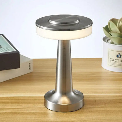 LumiAura™ Rechargeable LED Table Lamp – Touch-Control with 3-Color Dimming Silver by Simple Homes