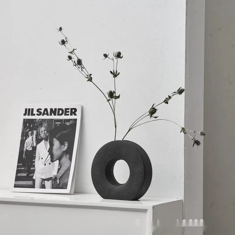Luna Ring Ceramic Vase Collection Black by Simple Homes