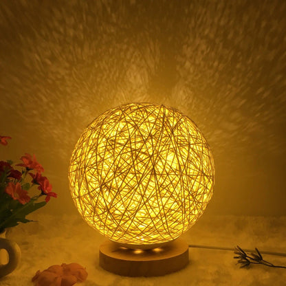 LunaGlow Rattan Sphere Lamp Gold round / Dimming / 20cm by Simple Homes