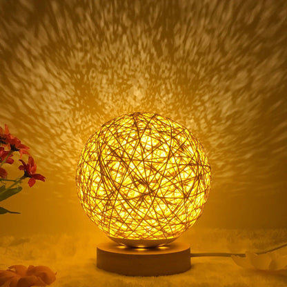 LunaGlow Rattan Sphere Lamp Gold round / Remote control / 15cm by Simple Homes