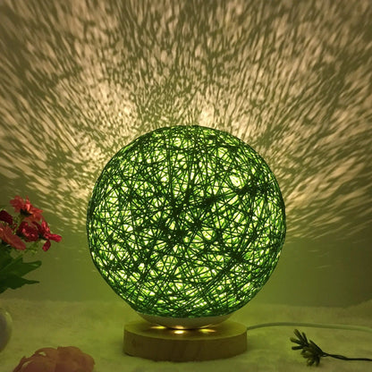 LunaGlow Rattan Sphere Lamp Green round / Button / 20cm by Simple Homes