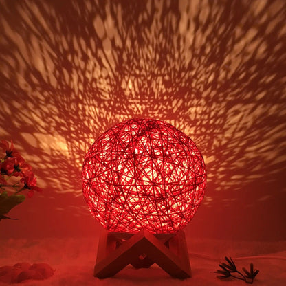 LunaGlow Rattan Sphere Lamp Red shelf / Dimming / 15cm by Simple Homes