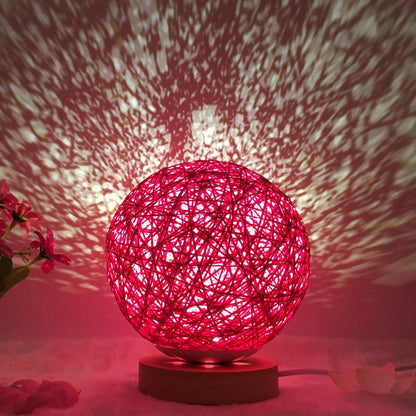 LunaGlow Rattan Sphere Lamp RoseRed round / Remote control / 15cm by Simple Homes