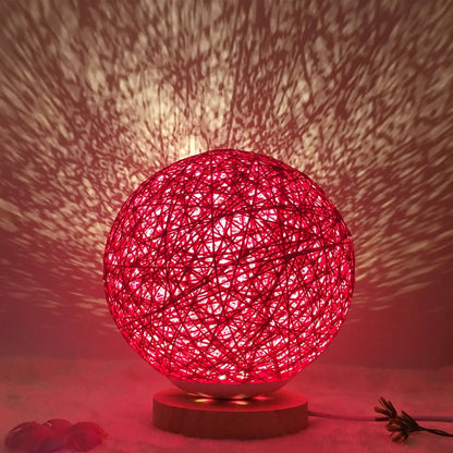 LunaGlow Rattan Sphere Lamp RoseRed shelf / Remote control / 15cm by Simple Homes
