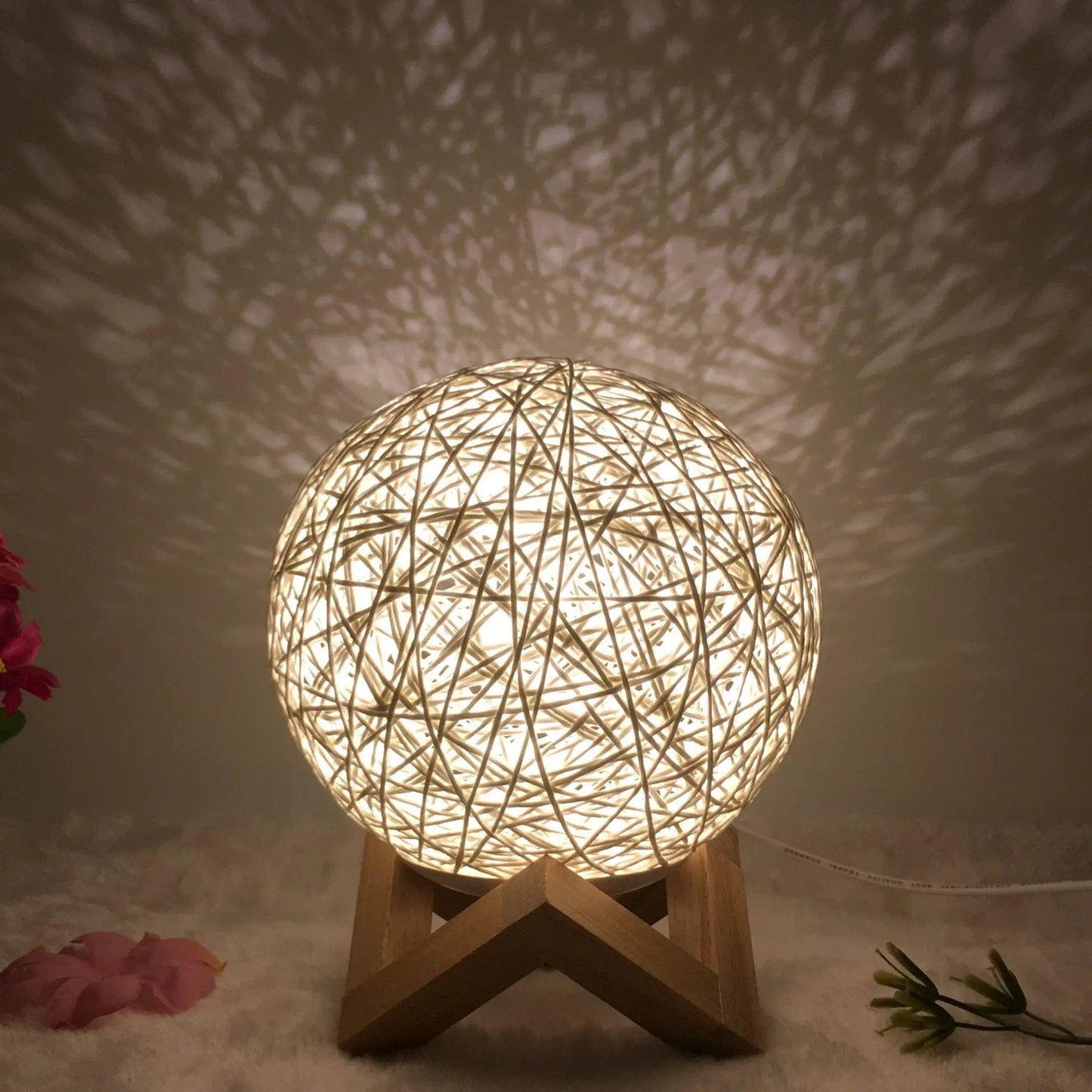LunaGlow Rattan Sphere Lamp by Simple Homes