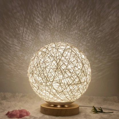 LunaGlow Rattan Sphere Lamp White round / Button / 20cm by Simple Homes