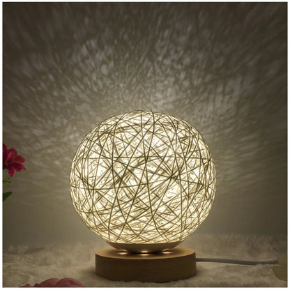 LunaGlow Rattan Sphere Lamp White round / Remote control / 15cm by Simple Homes