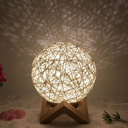 LunaGlow Rattan Sphere Lamp White shelf / Dimming / 20cm by Simple Homes