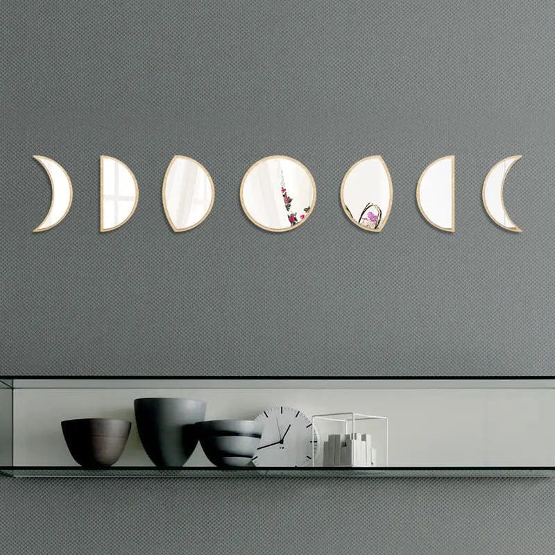 LunaPhases™ Nordic Mirror Wall Stickers – Moon Cycle Acrylic Decor Set by Simple Homes