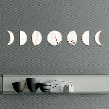 LunaPhases™ Nordic Mirror Wall Stickers – Moon Cycle Acrylic Decor Set by Simple Homes