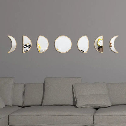 LunaPhases™ Nordic Mirror Wall Stickers – Moon Cycle Acrylic Decor Set by Simple Homes