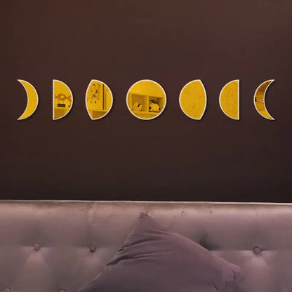 LunaPhases™ Nordic Mirror Wall Stickers – Moon Cycle Acrylic Decor Set by Simple Homes