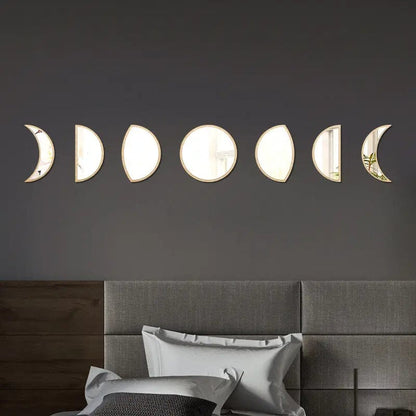 LunaPhases™ Nordic Mirror Wall Stickers – Moon Cycle Acrylic Decor Set by Simple Homes