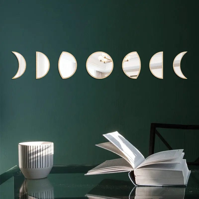 LunaPhases™ Nordic Mirror Wall Stickers – Moon Cycle Acrylic Decor Set by Simple Homes