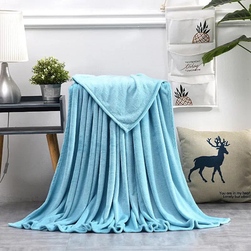 Luxury Flannel Coral Fleece Blanket – Ultra-Soft & Lightweight Comfort Lake Blue / 120X200cm by Simple Homes