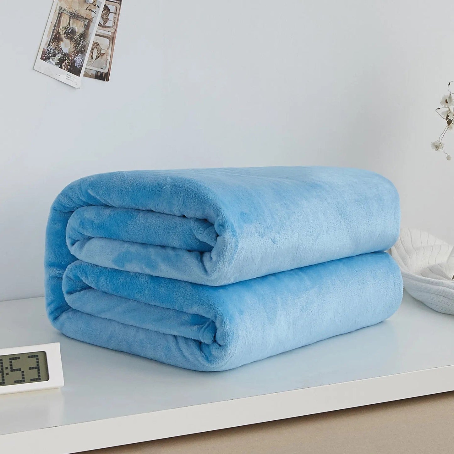 Luxury Flannel Coral Fleece Blanket – Ultra-Soft & Lightweight Comfort Sky Blue / 150X200cm by Simple Homes