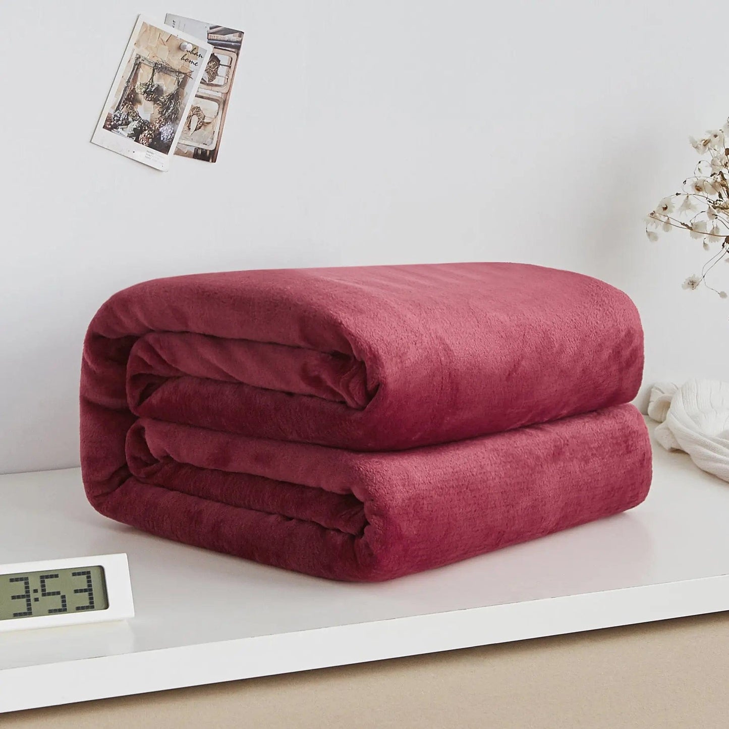 Luxury Flannel Coral Fleece Blanket – Ultra-Soft & Lightweight Comfort Wine Red / 200X230cm by Simple Homes