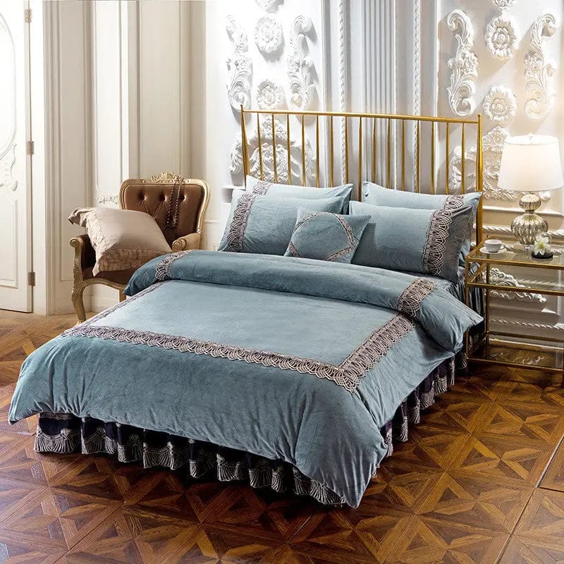 Luxury Korean-Style Quilted Bed Skirt Set (4 Pieces) Grey / 1.5m by Simple Homes