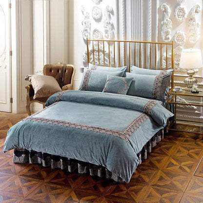 Luxury Korean-Style Quilted Bed Skirt Set (4 Pieces) Grey / 1.5m by Simple Homes