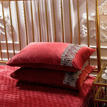 Luxury Korean-Style Quilted Bed Skirt Set (4 Pieces) by Simple Homes