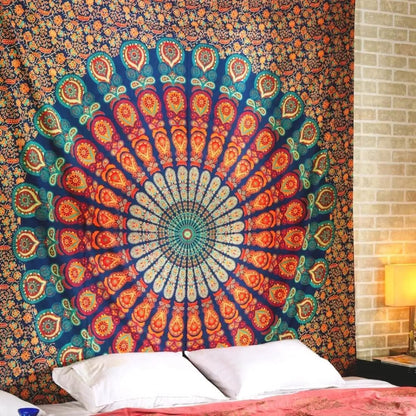 Mandala Glow – Bohemian Wall Tapestry 150x100cm thick / Orange by Simple Homes