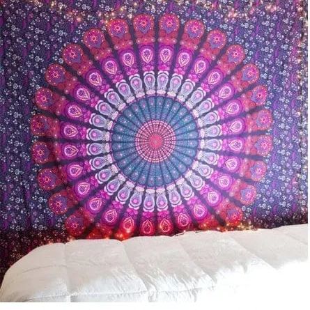 Mandala Glow – Bohemian Wall Tapestry 150x130cm thick / Purple by Simple Homes