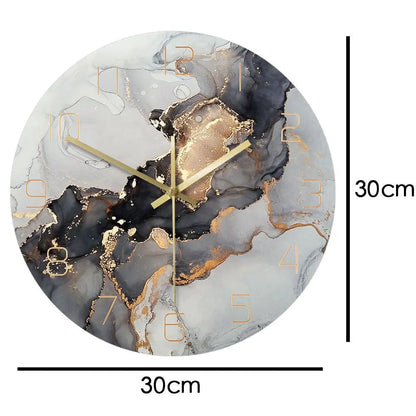 Marble-Inspired Modern Wall Clock – 12" Decorative Quartz Timepiece Dark purple marble by Simple Homes