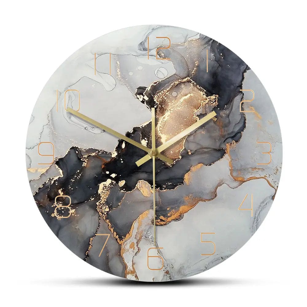 Marble-Inspired Modern Wall Clock – 12" Decorative Quartz Timepiece Dark purple marble by Simple Homes