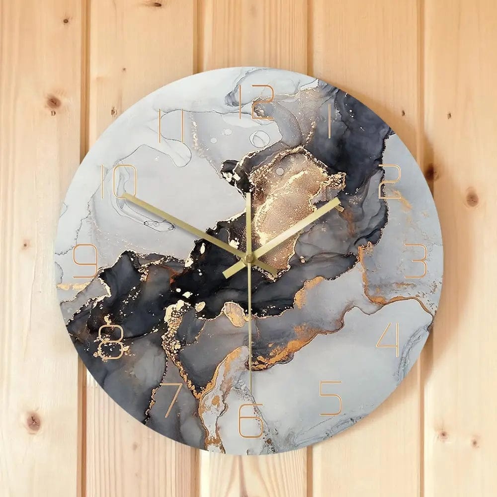 Marble-Inspired Modern Wall Clock – 12" Decorative Quartz Timepiece Dark purple marble by Simple Homes