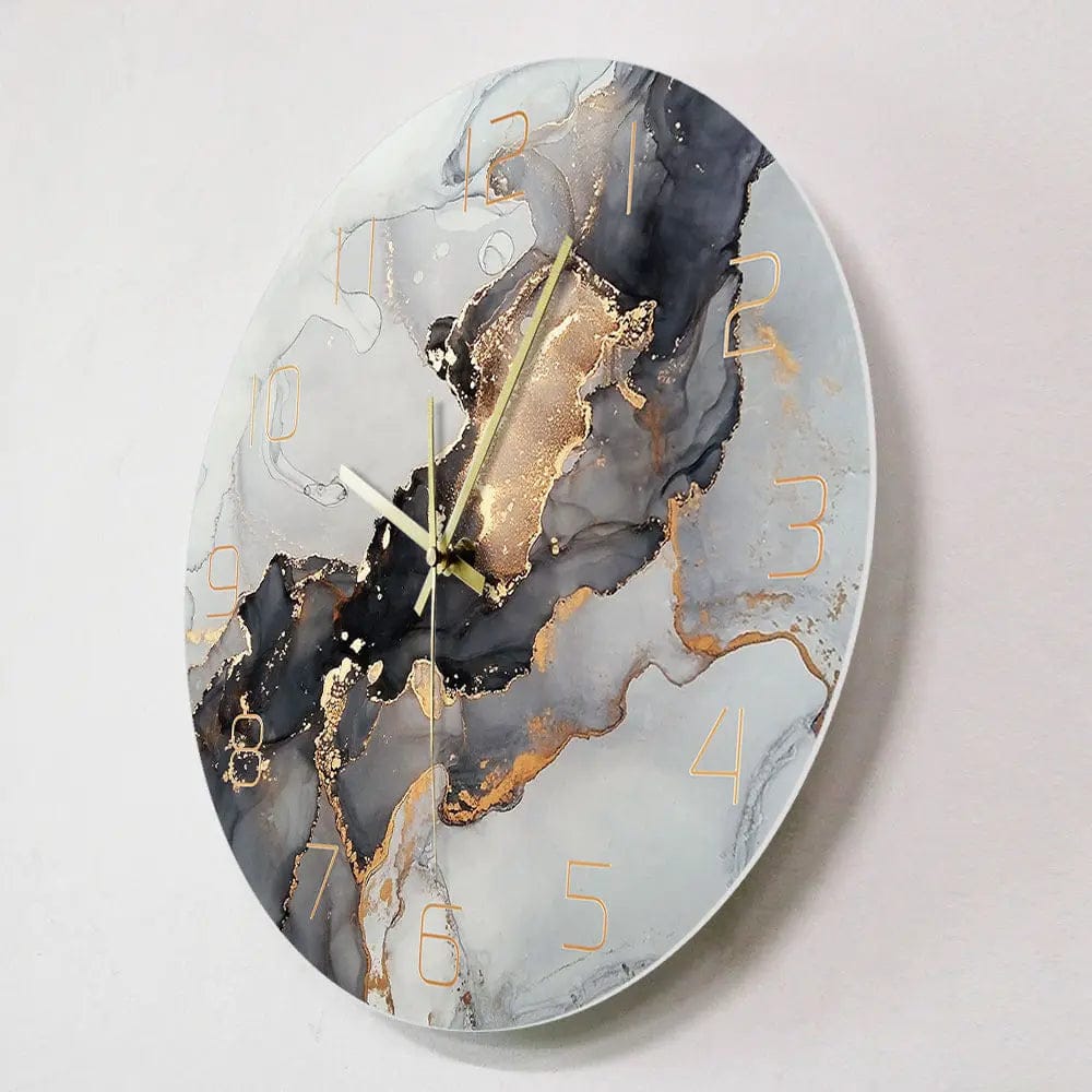 Marble-Inspired Modern Wall Clock – 12" Decorative Quartz Timepiece Dark purple marble by Simple Homes