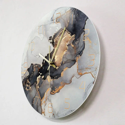 Marble-Inspired Modern Wall Clock – 12" Decorative Quartz Timepiece Dark purple marble by Simple Homes