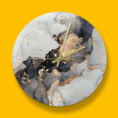 Marble-Inspired Modern Wall Clock – 12" Decorative Quartz Timepiece Dark purple marble by Simple Homes