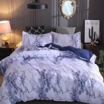 Marble Luxe Duvet Cover Set – 3 Piece Bedding with Pillowcases, Soft Polyester Twill Blue / 150x200 by Simple Homes